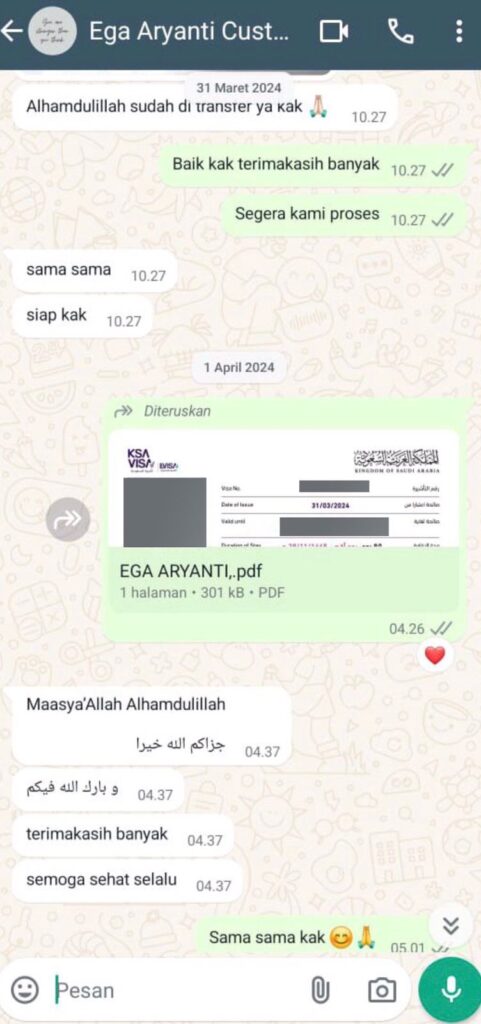 Testimoni Jasa Visa Umroh